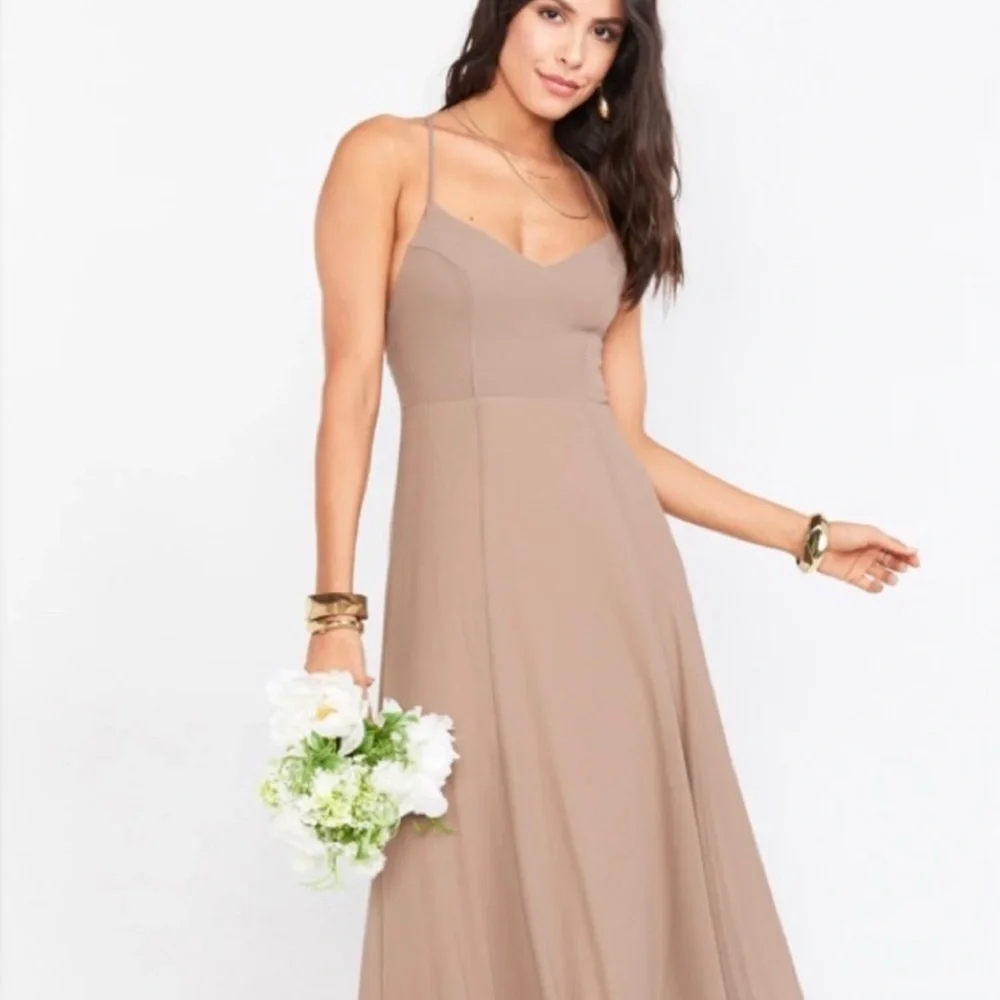 SHOW ME YOUR MUMU Beige Godshaw Goddess Light Taupe Chiffon Gown Size XS - Picture 7 of 9